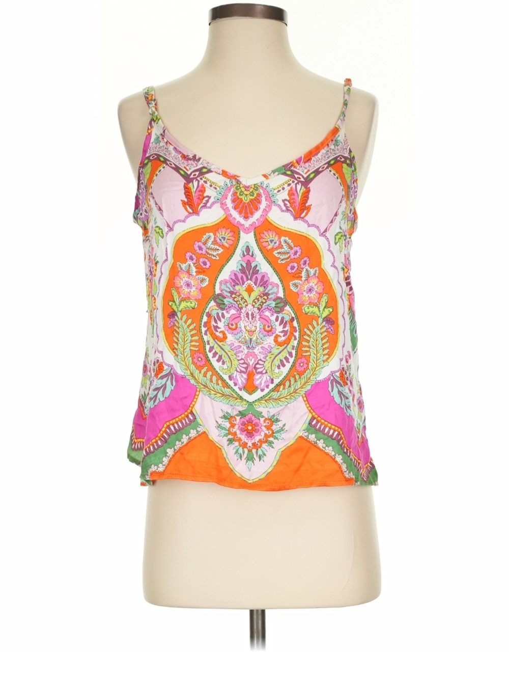 Rachel Zoe Paisley-Print Spaghetti Strap Camisole in Pink, Orange & Green